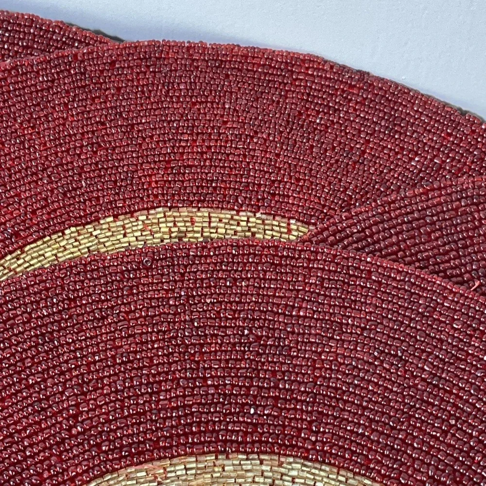 Red &‎ Gold Glass Beaded Chargers Placemats 14